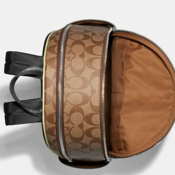 COACH Court Backpack in Signature Canvas Lime Green - Picture 3 of 4